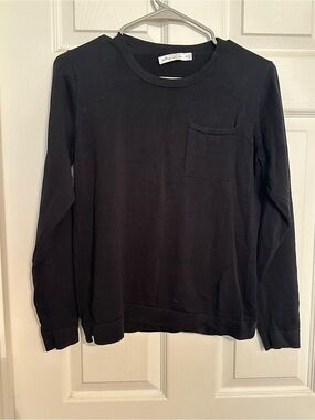 Peter Millar Black Long-Sleeve Pocket Crew Sweatshirt